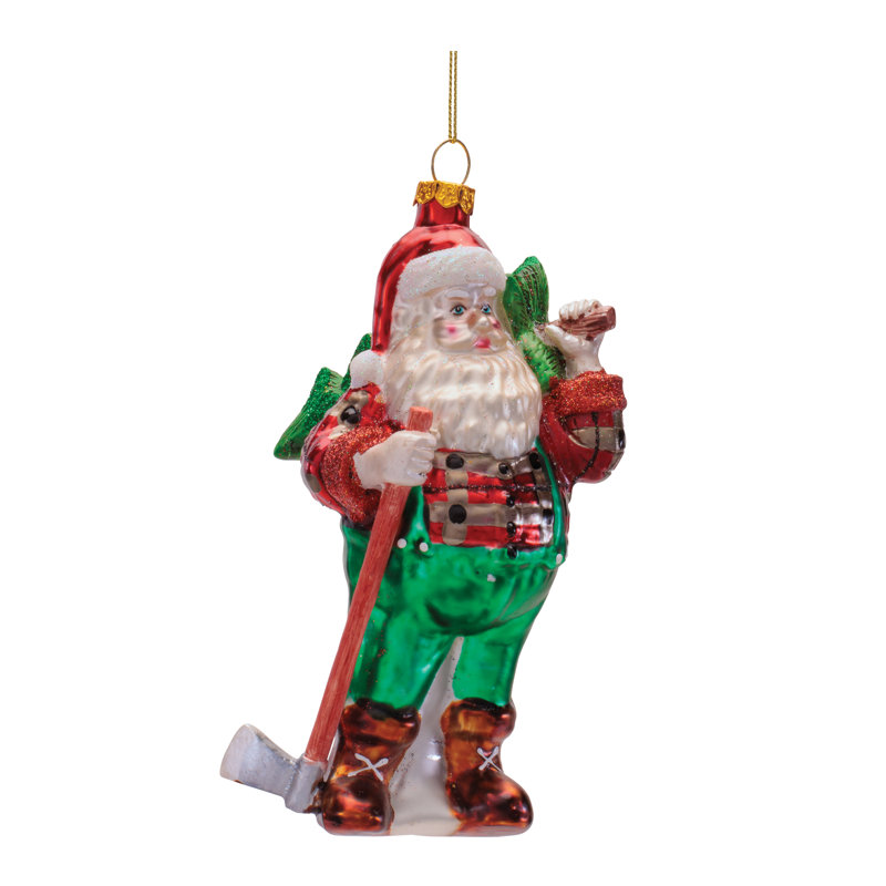 Ornements en verre Santa Lumberjack (ensemble de 6)