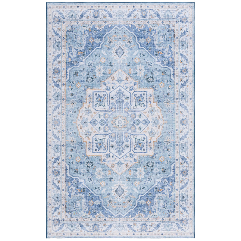 Sandin Oriental Power Loom Blue Area Rug, Rectangle 122 x 183cm