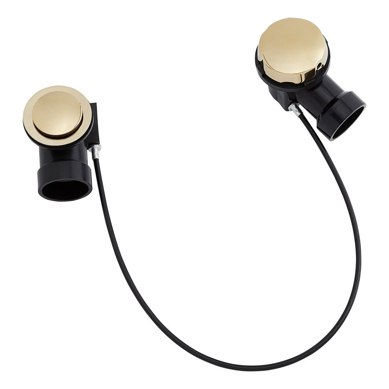 ABS Cable Drain & Overflow for 17" - 22" Deep Alcove Tubs - Brushed Gold, Brushed Gold