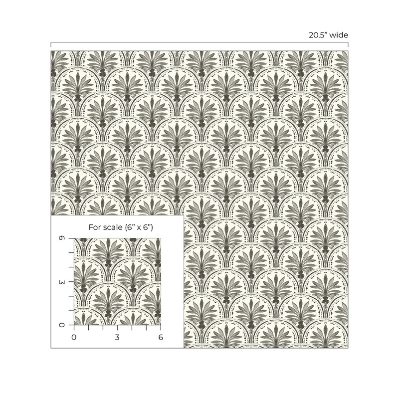 Tommy Bahama Scalloping Shell 18' L x 20.5" W Peel and Stick Wallpaper Roll, Gray