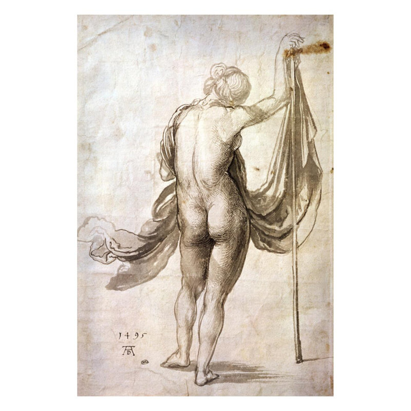 «Nude Study» ou «Nude femelle from the back» par Albrecht Dürer - Estampe numérique, H 28 po x l 22 po