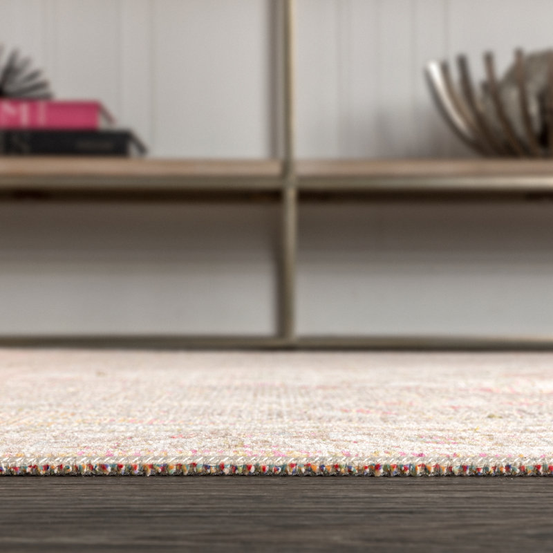Virgil Modern Ornate Medallion Brown/Pink Rug, Rectangle 4' x 6'