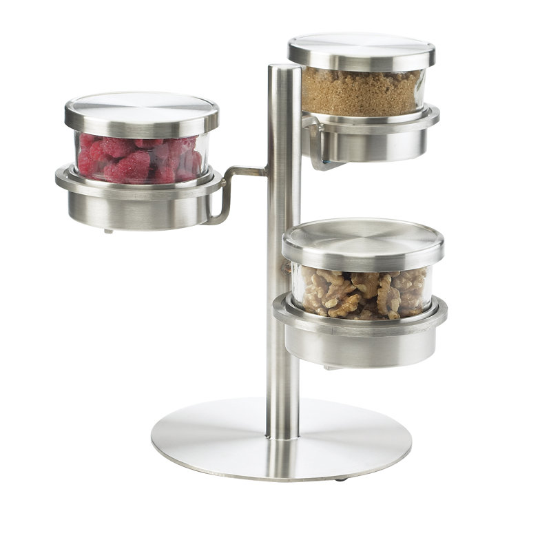 3 Tier Mixology Display - 16Oz Jars with Solid Lid, Stainless Steel