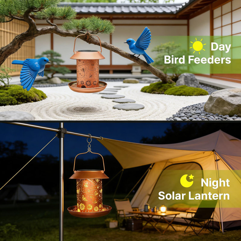 Ensemble de 2 mangeoires d'oiseaux solaires à énergie solaire pour jardin
