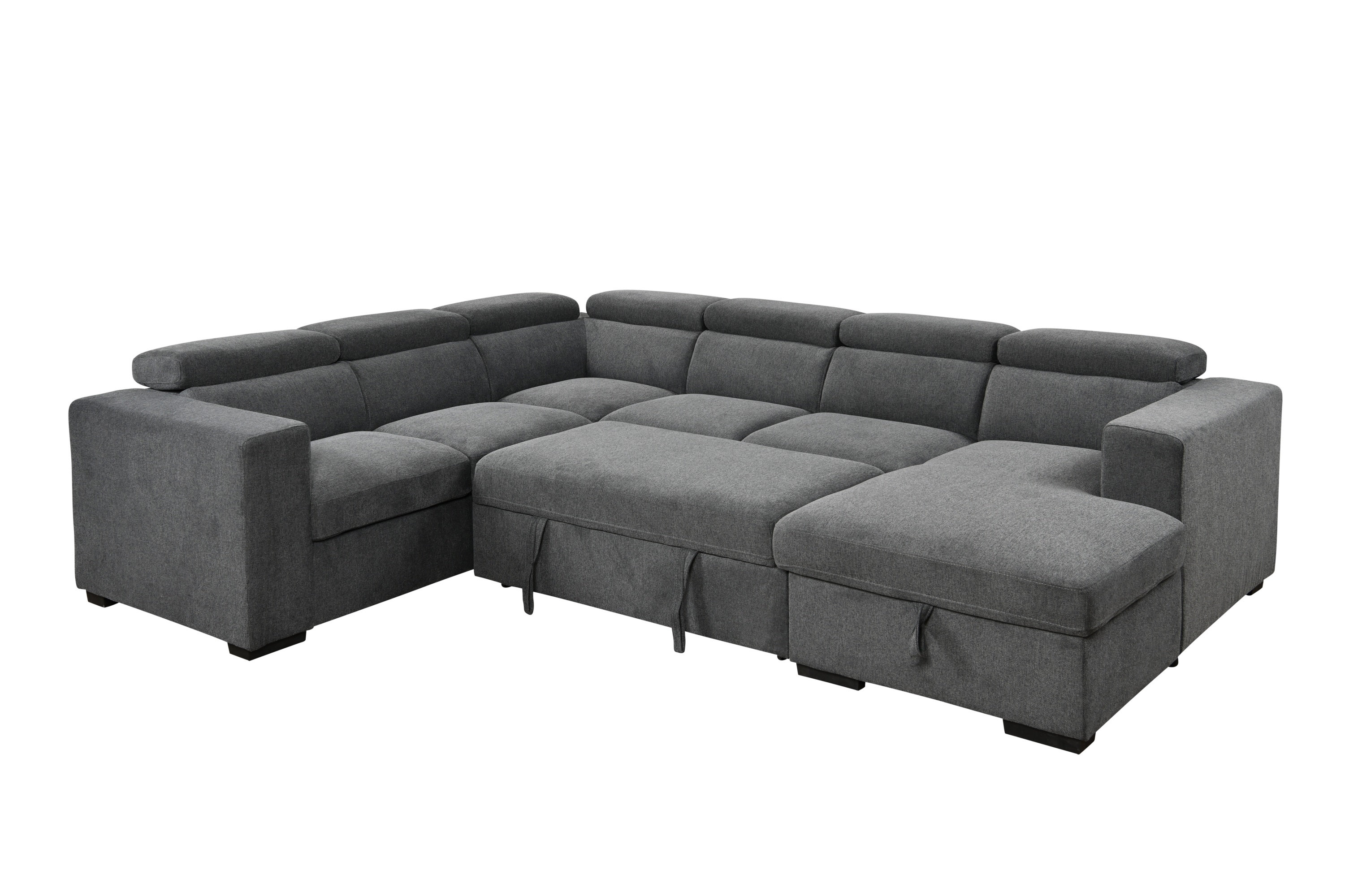Hokku Designs 123" Oversized Sectional Sleeper Sofa U Shaped Sleeper ...
