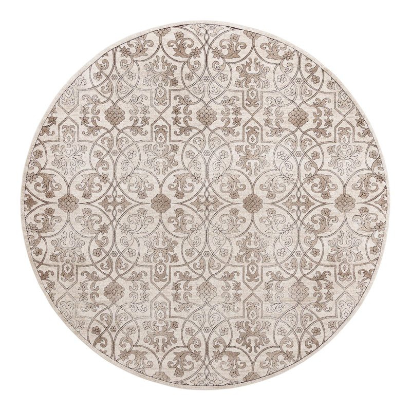 Tapis oriental beige foncé Derby, Rond 10 pi 8 po