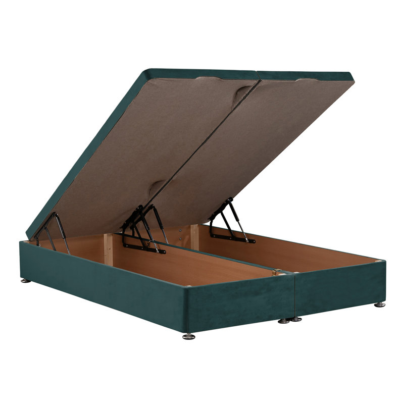 Riviere Bed, Super King (6'), Plush Teal, Front Open Ottoman Base
