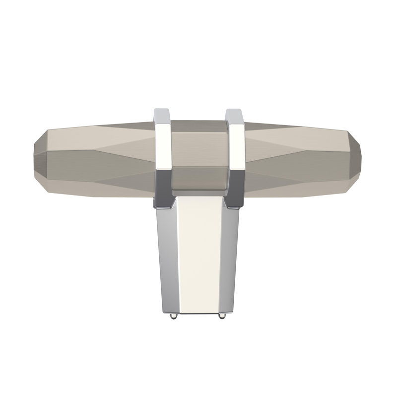 London 2 1/2" Length Bar Knob, Satin Nickel/Polished Chrome