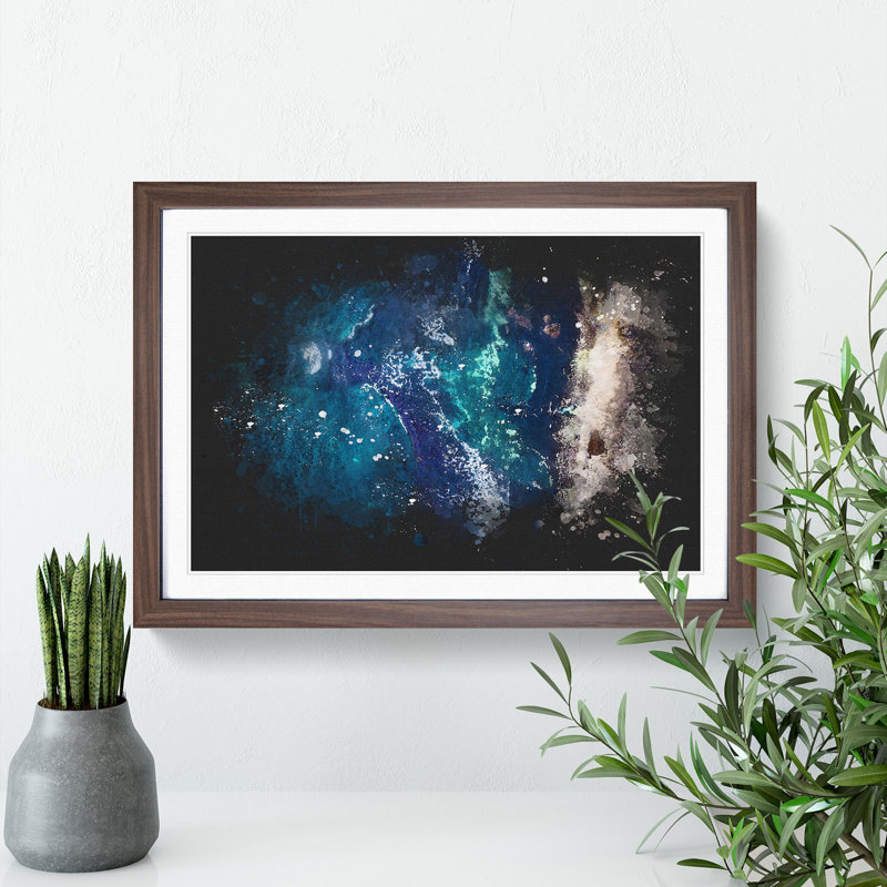 In Awe of the Ocean - Picture Frame Painting, Walnut, 27cm H x 36cm W x 2cm D