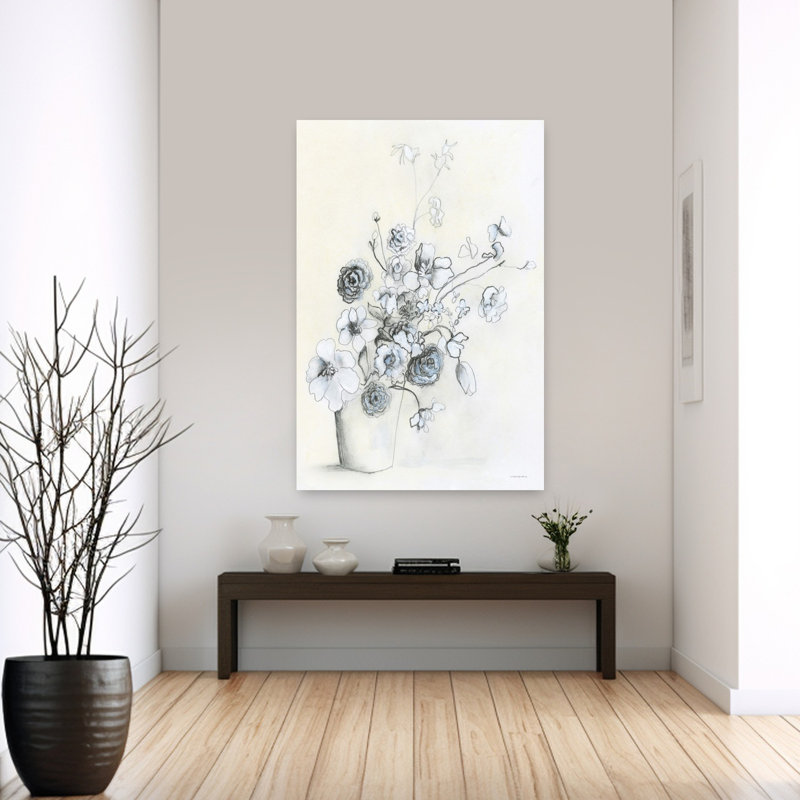 Croquis dans la remise en pot, art floral contemporain abstrait, H 60 po x l 40 po