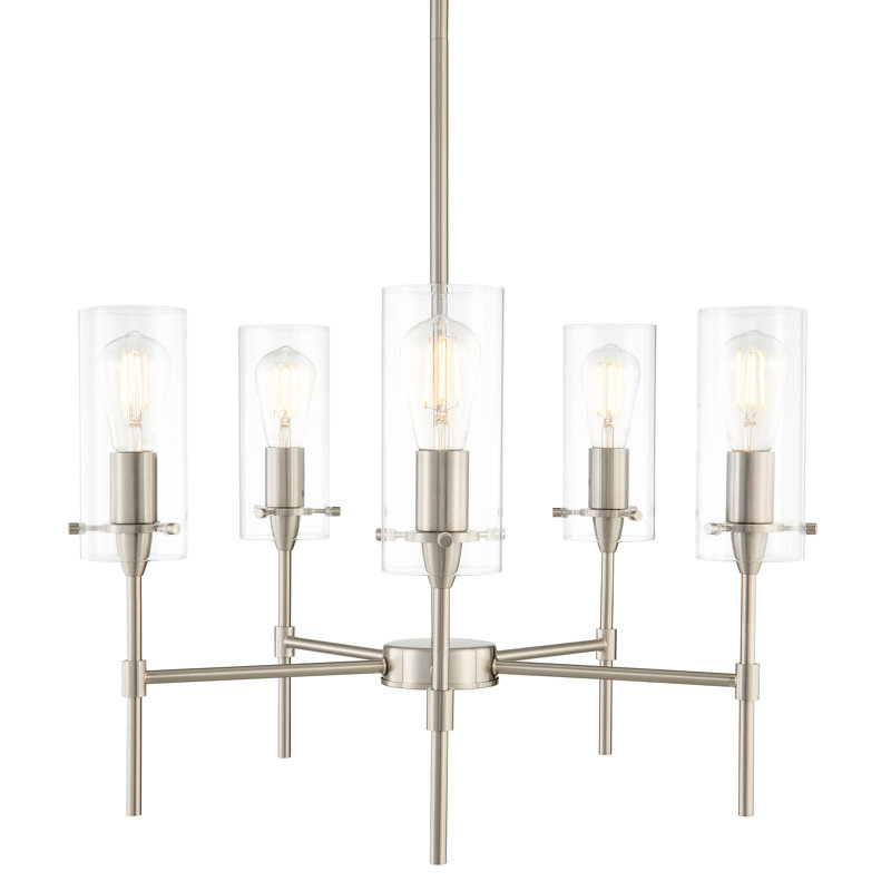 Lustre sphérique Spoutnik à 5 lumières Angelina, Nickel brossé
