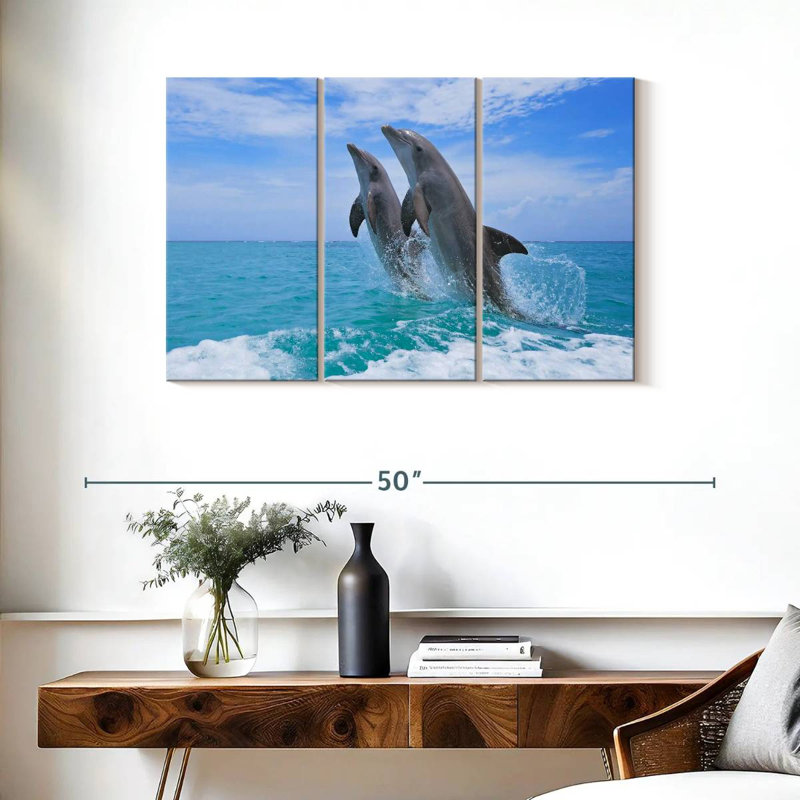 Brampt Dolphins Playing At Sea, 24" H x 38" W