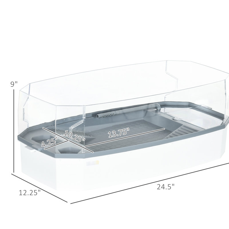 Aquarium tortue avec panneaux transparents et aire d'escalade - Polypropylène blanc de L 24,5 po x l 11,99 po H 9 po facile à nettoyer, 9