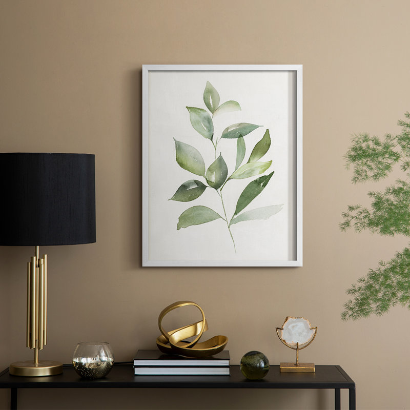 «Fresh Leaf Montage I», reproduction encadrée - bois massif, H 11 po x l 9 po, Blanc