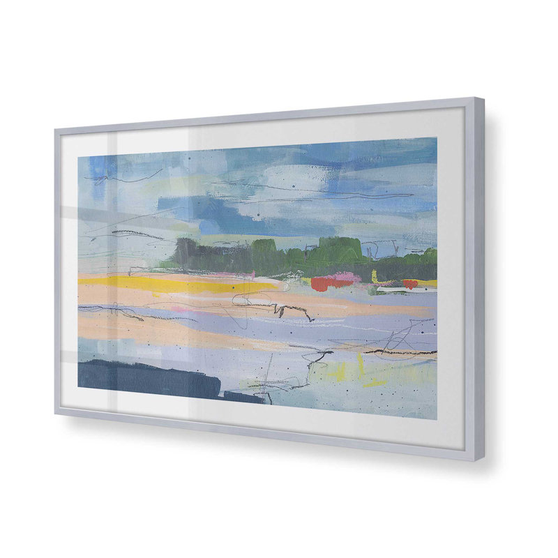 «Twilight's First Glow» encadré sur papier par Jan Weiss, Chrome poli, H 13,25 po x l 17,25 po x P 1,25 po
