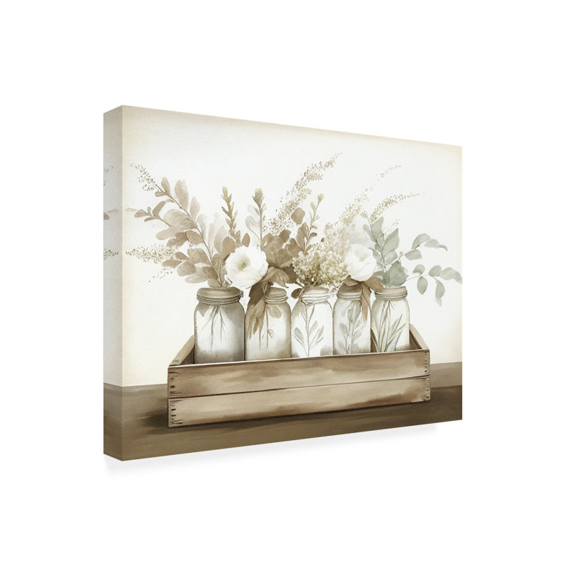 Floral Mason Jars III sur toile, H 19 po x l 14 po x P 2 po