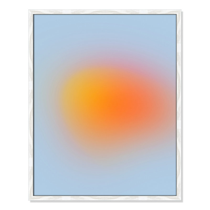 " Neon Orange Glow " by My Mind, White Slim Unmatted Picture Framed, 29.5" H x 23.5" W x 1.25" D  