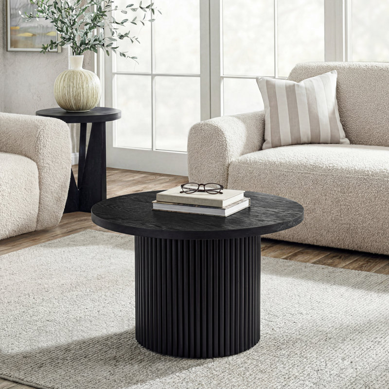Tables basses gigognes rondes en bois massif noir 