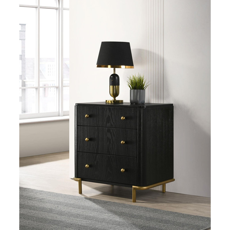 Table de chevet 3 tiroirs noire