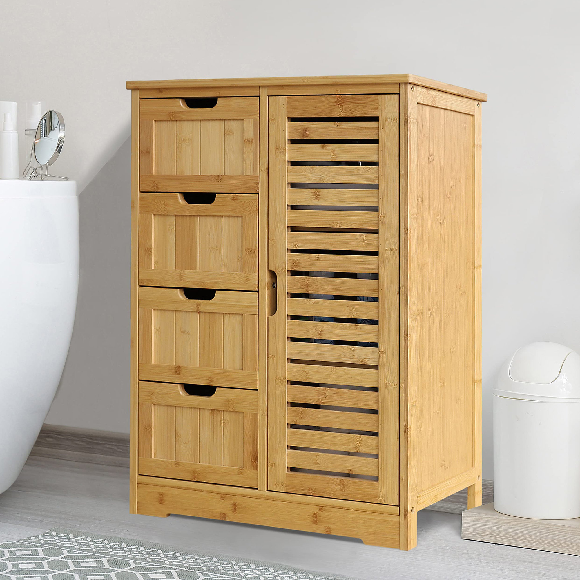 Bayou Breeze Bathroom Storage Cabinet with 4 Drawers | Wayfair