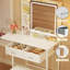 Petit miroir de coiffeuse pliable et rangement caché
