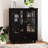 Black Buffet Cabinet With Double Glass Doors And Solid Wood Legs, For Kitchen, Bedroom - Water Based Painted Surface, Customizable Storage Modern Living Room, Dining Room Adjustable Storage, Smooth-1862165209