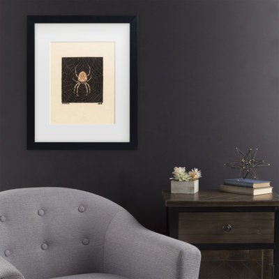 Framed Wall Art - Julie De Graag ‘Spider in a Web, 1918’ Wall Decor with Matted Frame - Living Room, Kitchen, and Bathroom Art  - 11x14