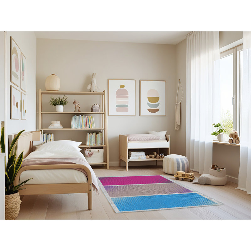 Tapis motif rose/gris/bleu Peddie, Rectangle 4 pi x 6 pi