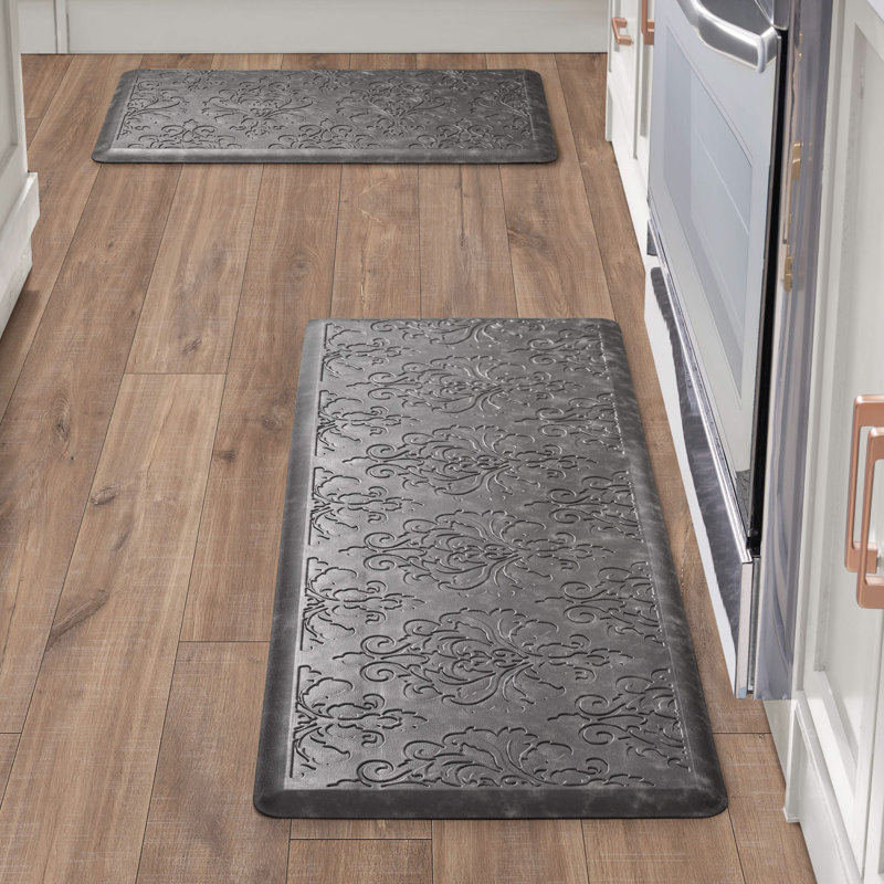 Embossed Soothing Comfort Anti-Fatigue Mat Set, Dark Gray