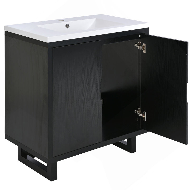 Ensemble de meuble-lavabo avec lavabo, armoire combinée et armoire de rangement pour salle de bain, Noir