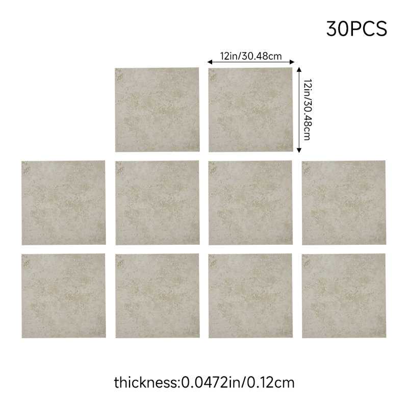 30Pcs Self-adhesive PVC Flooring Tiles Set, Beige