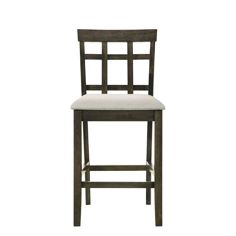 Chaises de salle à manger à hauteur de comptoir à lattes contemporaines grises avec siège rembourré - 2 pièces pour sous-sol d'intérieur