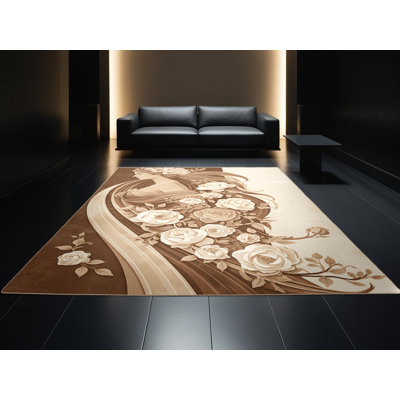 Tapis beige chic et luxueux lavable à la machine Joyce Aphrodite - reliure beige