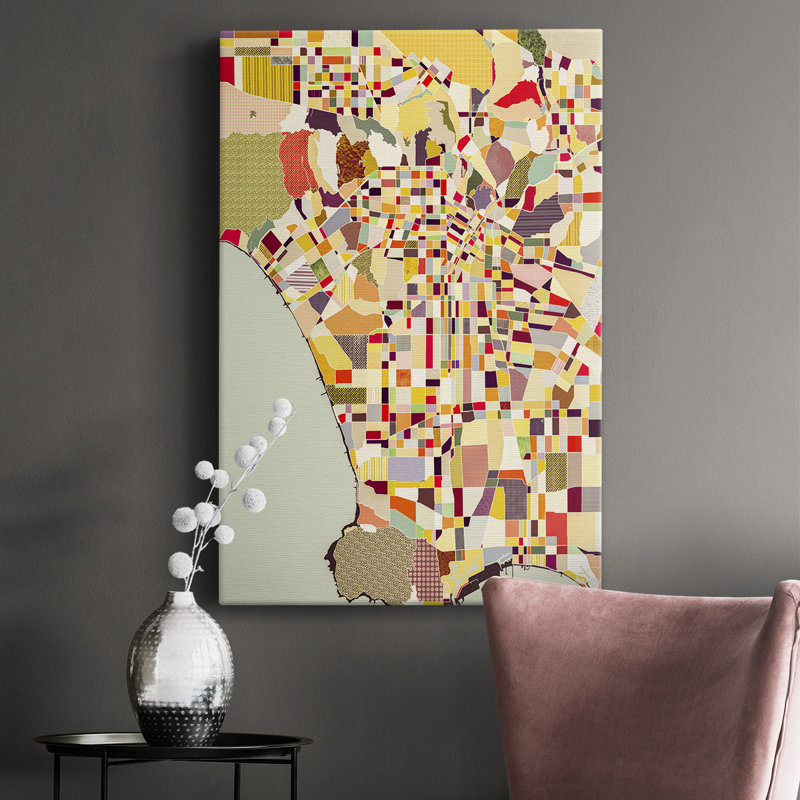 «Modern Los Angeles Map», impression sur toile tendue, H 18 po x l 12 po x P 1 po