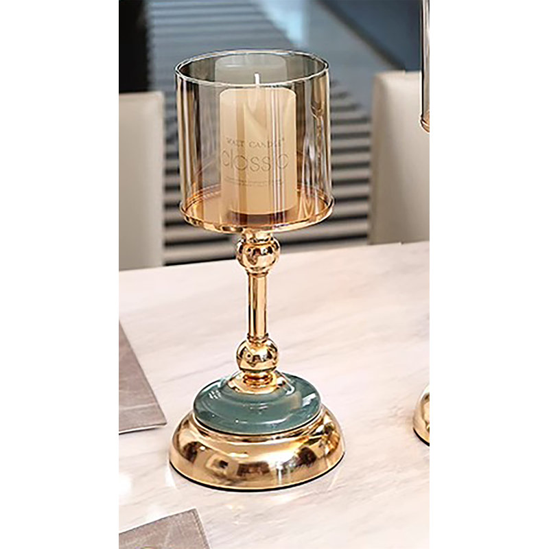 Metal Tabletop Candlestick, 11.42" H x 4.53" W x 4.53" D