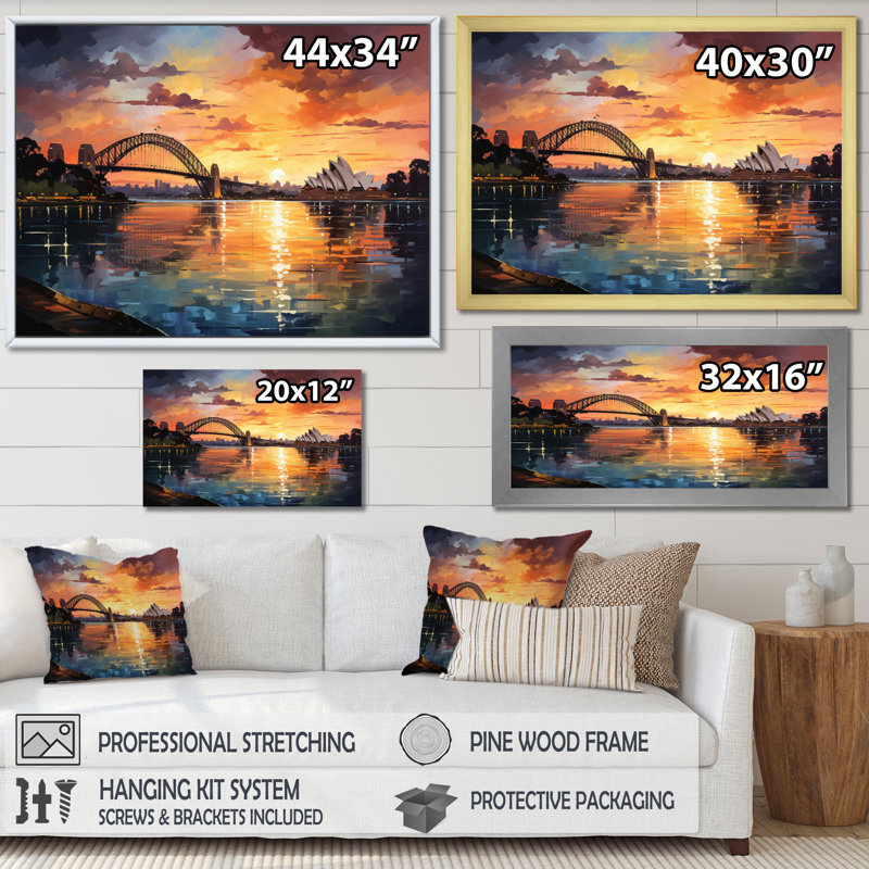Popart Sydney City II, reproduction d'art sur toile, Toile tendue, H 12 po x l 20 po x P 1 po