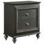 Table de chevet gris métallique avec 2 tiroirs - mesures de rangement de chambre à coucher modernes et garnitures étincelantes
