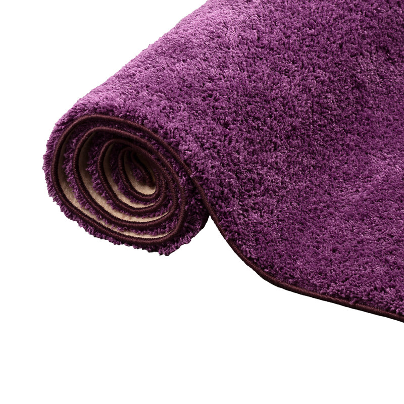 Eonas Solid Colour Shag Area Rug, Round 100cm