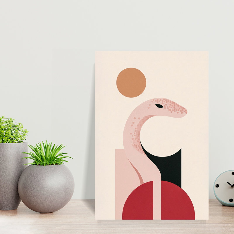 Geometric Desert Snake Abstract Elegant Geometric Snake Wildlife Landscape Wall Art Print 1 Piece Wrapped Canvas Wall Art