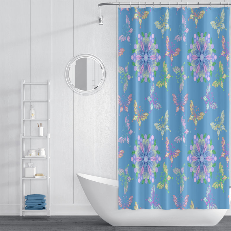 Rideau de douche simple Bracco, Bleu, H 93 po x l 70 po x P 6 po