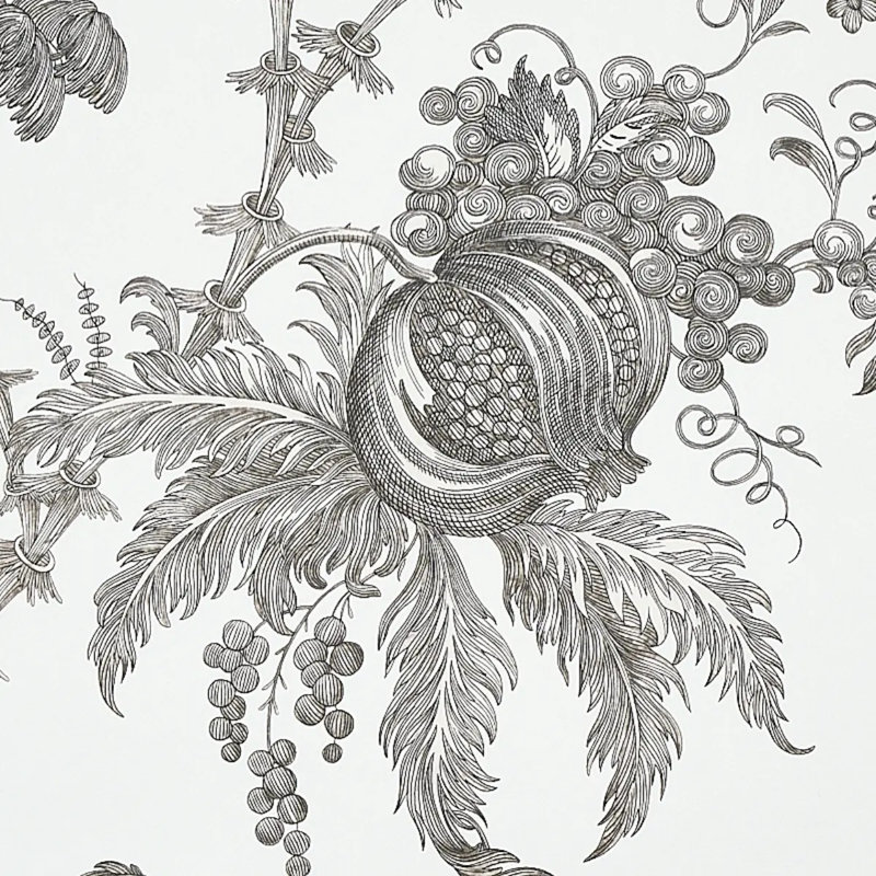 San Cristobal Toile Wallpaper, Black