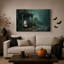 Art mural sur toile, "Ghost and Black Cat Under Rainy Shelter"-32232097