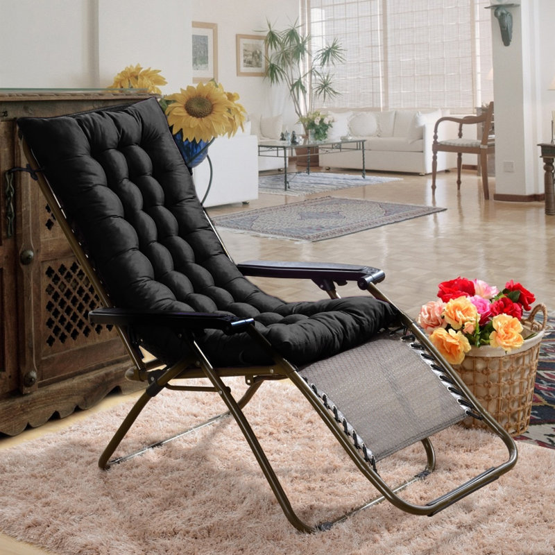 Indoor Outdoor Seat/Back Cushion, 8cm H x 125cm W x 48cm D, Black