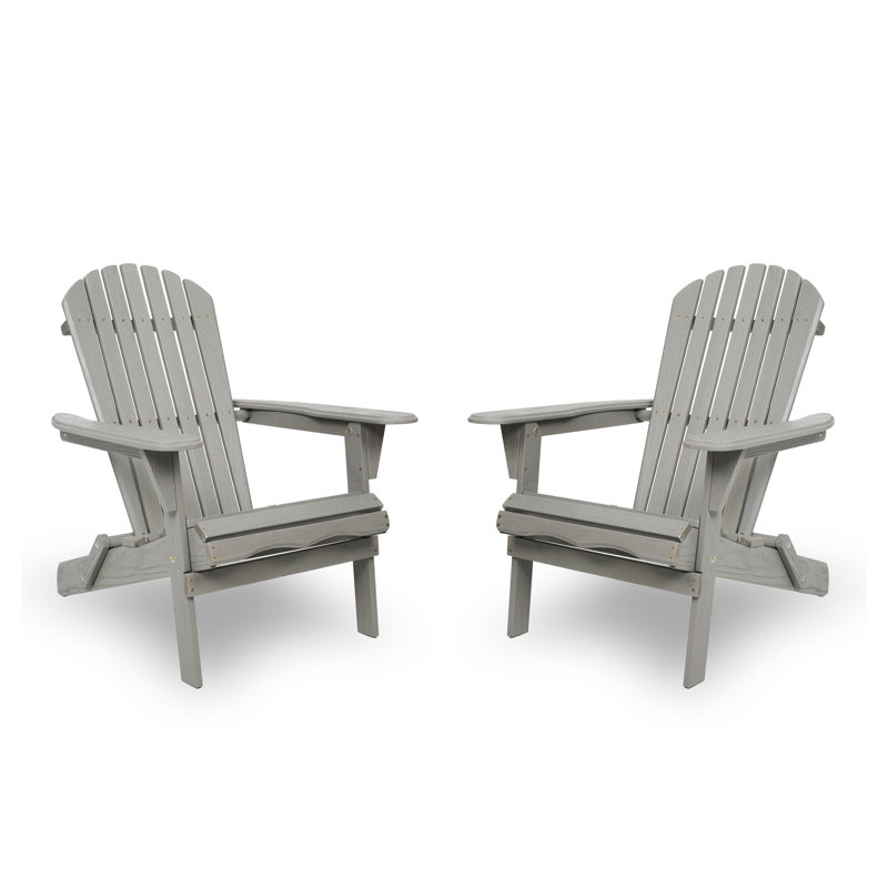 Set of 2 Folding Adirondack Chairs, Solid Hemlock Wood Patio Lounge Chairs with Embossed Grain for Garden Outdoor Weather-Resistant Outdoor Furniture