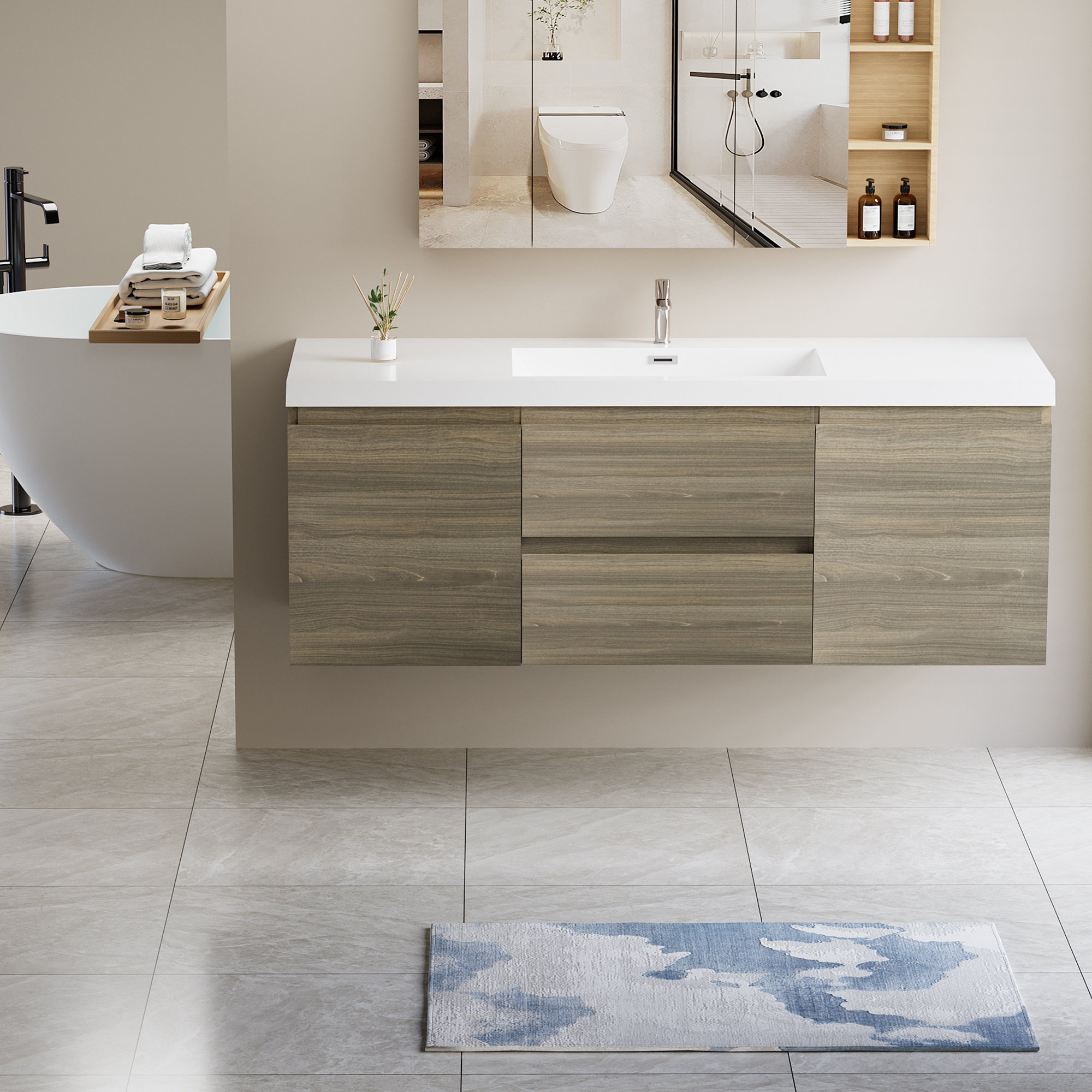 Ebern Designs Floating Bathroom Vanity With Sink | Wayfair