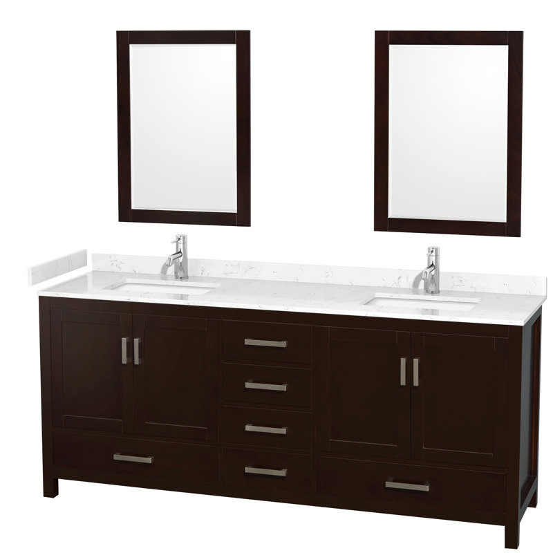 Sheffield 79" Double Bathroom Vanity Base Only, Espresso