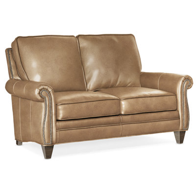 Reddish Leather Loveseat