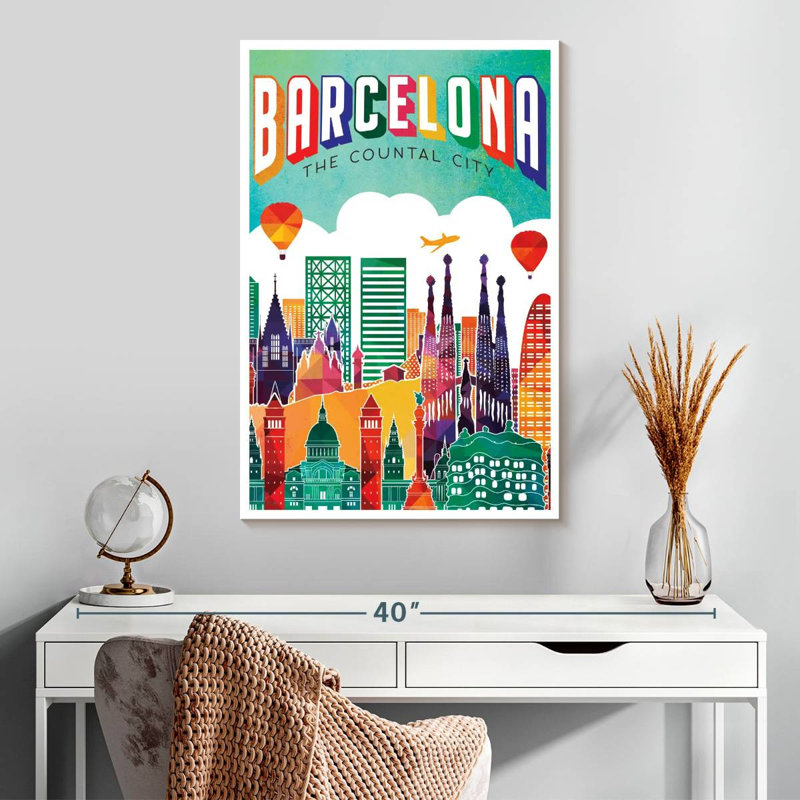 Affiche rétro de Barcelone, Barcelone, H 30 po x l 20 po