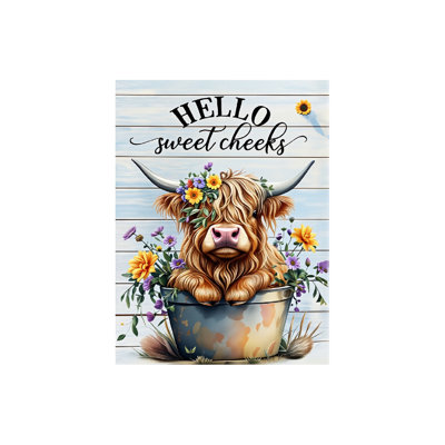 Funny Highland Cow,Built-In Back Wood Frame, Canvas Wall Art, 24W X 36L