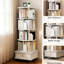 Bibliothèque rotative à 360 ° avec roulettes, tiroir et déflecteur, apportant un rangement pratique à la maison - rotation blanche chaude sur 5 niveaux, tiroir à roues de frein, idéal pour les petits espaces au bureau